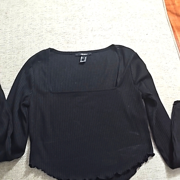 Forever 21 Cropped Sweater square neckline black size medium - Picture 1 of 8